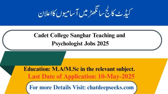 Cadet College Sanghar Jobs 2025
