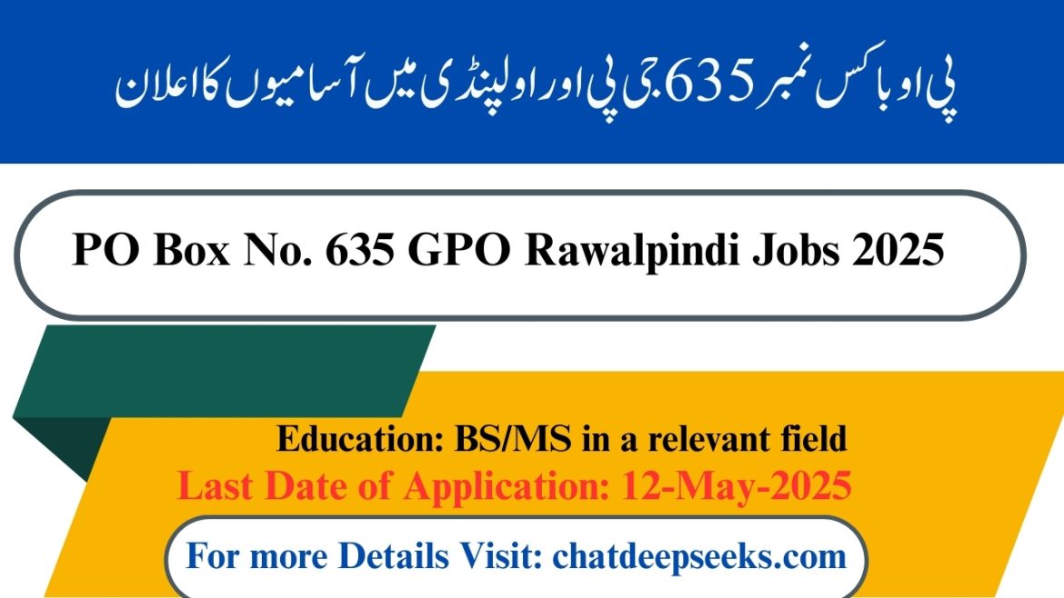 PO Box No. 635 GPO Rawalpindi Job 2025