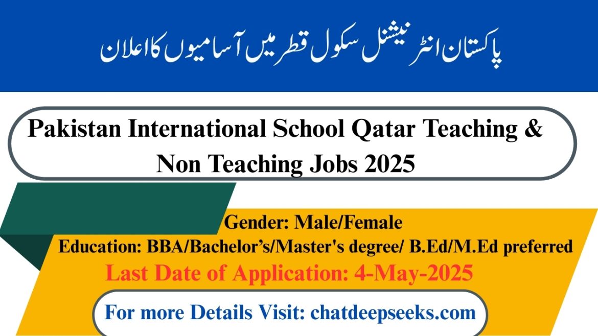 Pakistan International School Qatar Jobs 2025