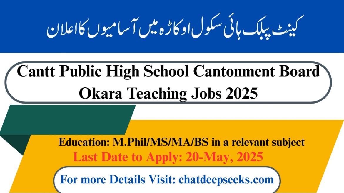 Cantt Public High School Okara Jobs 2025