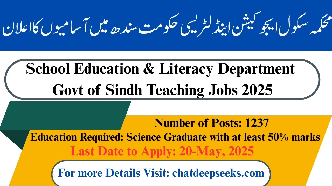 School Education & Literacy Department Jobs 2025 apply through STS